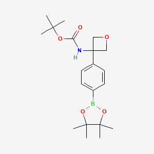 molecular formula C20H30BNO5 B2668617 tert-Butyl (3-(4-(4,4,5,5-tetramethyl-1,3,2-dioxaborolan-2-yl)phenyl)oxetan-3-yl)carbamate CAS No. 1279090-25-3