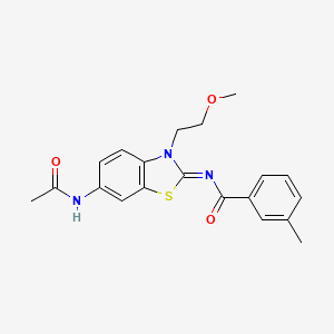 molecular formula C20H21N3O3S B2668619 (Z)-N-(6-乙酰氨基-3-(2-甲氧基乙基)苯并[d]噻唑-2(3H)-基亚甲基)-3-甲基苯甲酰胺 CAS No. 1005934-82-6