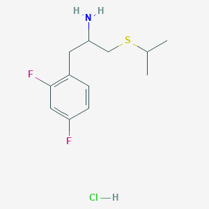 molecular formula C12H18ClF2NS B2668620 1-(2,4-Difluorophenyl)-3-propan-2-ylsulfanylpropan-2-amine;hydrochloride CAS No. 2445784-20-1