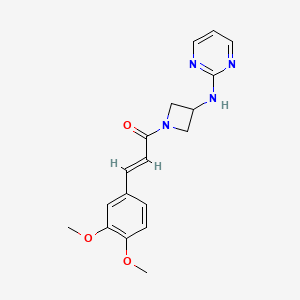 molecular formula C18H20N4O3 B2668623 (E)-3-(3,4-二甲氧基苯基)-1-(3-(嘧啶-2-基氨基)氮杂环丁烯-1-基)丙-2-烯-1-酮 CAS No. 2035018-46-1