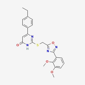 molecular formula C23H22N4O4S B2668627 2-(((3-(2,3-Dimethoxyphenyl)-1,2,4-oxadiazol-5-yl)methyl)thio)-6-(4-ethylphenyl)pyrimidin-4-ol CAS No. 1163293-94-4