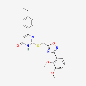 molecular formula C23H22N4O4S B2668627 2-(((3-(2,3-二甲氧基苯基)-1,2,4-噁二唑-5-基)甲基)硫)-6-(4-乙基苯基)嘧啶-4-醇 CAS No. 1163293-94-4