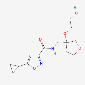 molecular formula C14H20N2O5 B2668646 5-cyclopropyl-N-((3-(2-hydroxyethoxy)tetrahydrofuran-3-yl)methyl)isoxazole-3-carboxamide CAS No. 2320421-01-8