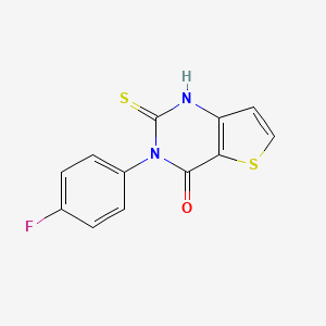 molecular formula C12H7FN2OS2 B2668655 3-(4-fluorophenyl)-2-thioxo-2,3-dihydrothieno[3,2-d]pyrimidin-4(1H)-one CAS No. 1154244-56-0