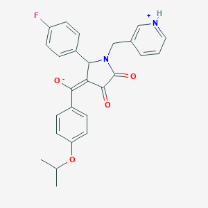 molecular formula C26H23FN2O4 B266866 (E)-[2-(4-fluorophenyl)-4,5-dioxo-1-(pyridinium-3-ylmethyl)pyrrolidin-3-ylidene][4-(propan-2-yloxy)phenyl]methanolate 