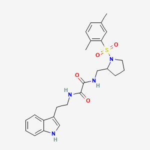 molecular formula C25H30N4O4S B2668665 N1-(2-(1H-indol-3-yl)ethyl)-N2-((1-((2,5-dimethylphenyl)sulfonyl)pyrrolidin-2-yl)methyl)oxalamide CAS No. 896288-65-6