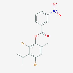 molecular formula C17H15Br2NO4 B2668667 2,4-Dibromo-3-isopropyl-6-methylphenyl 3-nitrobenzenecarboxylate CAS No. 439094-36-7