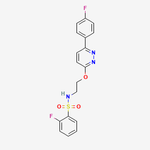 molecular formula C18H15F2N3O3S B2668690 2-fluoro-N-(2-((6-(4-fluorophenyl)pyridazin-3-yl)oxy)ethyl)benzenesulfonamide CAS No. 920213-04-3