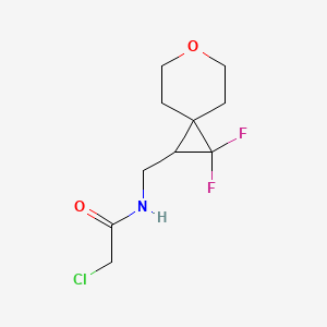 molecular formula C10H14ClF2NO2 B2668698 2-Chloro-N-[(2,2-difluoro-6-oxaspiro[2.5]octan-1-yl)methyl]acetamide CAS No. 2411285-70-4