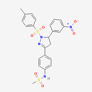 molecular formula C23H22N4O6S2 B2668716 N-(4-(5-(3-硝基苯基)-1-对甲苯磺-4,5-二氢-1H-吡唑-3-基)苯基)甲烷磺酰胺 CAS No. 851781-03-8