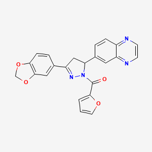 molecular formula C23H16N4O4 B2668746 (3-(benzo[d][1,3]dioxol-5-yl)-5-(quinoxalin-6-yl)-4,5-dihydro-1H-pyrazol-1-yl)(furan-2-yl)methanone CAS No. 946358-36-7