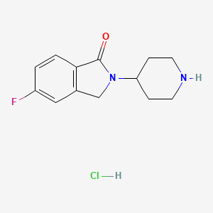 molecular formula C13H16ClFN2O B2668747 5-Fluoro-2-(piperidin-4-yl)-2,3-dihydro-1H-isoindol-1-one hydrochloride CAS No. 1439897-78-5