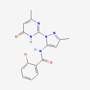 molecular formula C16H14BrN5O2 B2668751 2-bromo-N-(3-methyl-1-(4-methyl-6-oxo-1,6-dihydropyrimidin-2-yl)-1H-pyrazol-5-yl)benzamide CAS No. 1019099-53-6