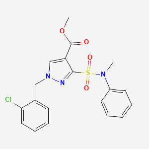 molecular formula C19H18ClN3O4S B2668754 methyl 1-(2-chlorobenzyl)-3-(N-methyl-N-phenylsulfamoyl)-1H-pyrazole-4-carboxylate CAS No. 1251550-20-5