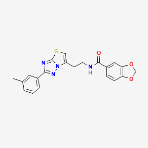 N-(2-(2-(m-tolyl)thiazolo[3,2-b][1,2,4]triazol-6-yl)ethyl)benzo[d][1,3]dioxole-5-carboxamide