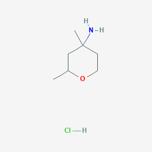 molecular formula C7H16ClNO B2668795 2,4-Dimethyloxan-4-amine hydrochloride CAS No. 2089277-28-9