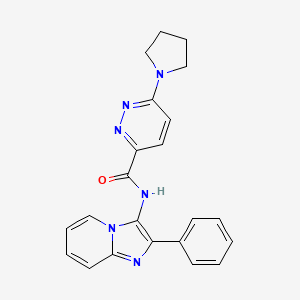 molecular formula C22H20N6O B2668803 N-(2-苯基咪唑并[1,2-a]吡啶-3-基)-6-(吡咯烷-1-基)吡啶并[1,2-a]吡嘧啶-3-甲酰胺 CAS No. 1421585-60-5