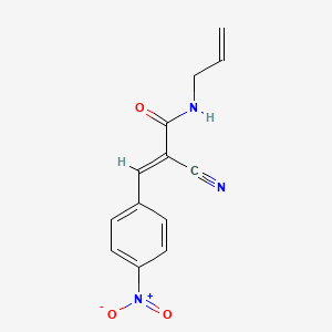 molecular formula C13H11N3O3 B2668810 (E)-2-cyano-3-(4-nitrophenyl)-N-prop-2-enylprop-2-enamide CAS No. 611186-20-0