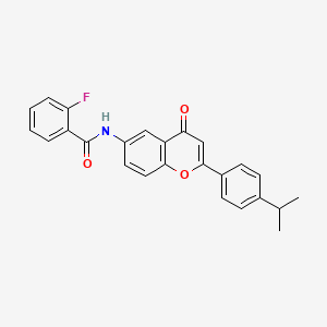 molecular formula C25H20FNO3 B2668815 2-fluoro-N-(2-(4-isopropylphenyl)-4-oxo-4H-chromen-6-yl)benzamide CAS No. 923233-67-4