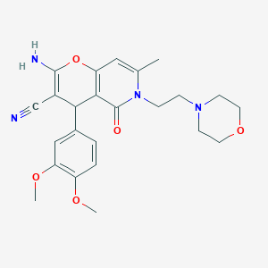 molecular formula C24H28N4O5 B266882 2-amino-4-(3,4-dimethoxyphenyl)-7-methyl-6-[2-(4-morpholinyl)ethyl]-5-oxo-5,6-dihydro-4H-pyrano[3,2-c]pyridine-3-carbonitrile 