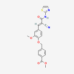 molecular formula C23H19N3O5S B2668824 methyl 4-[[4-[(E)-2-cyano-3-oxo-3-(1,3-thiazol-2-ylamino)prop-1-enyl]-2-methoxyphenoxy]methyl]benzoate CAS No. 733043-94-2