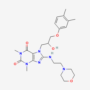 molecular formula C24H34N6O5 B2668828 7-(3-(3,4-二甲基苯氧基)-2-羟基丙基)-1,3-二甲基-8-((2-吗啉基乙基)氨基)-1H-嘧啶-2,6(3H,7H)-二酮 CAS No. 900013-57-2