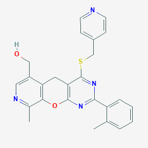 {9-methyl-2-(2-methylphenyl)-4-[(pyridin-4-ylmethyl)thio]-5H-pyrido[4',3':5,6]pyrano[2,3-d]pyrimidin-6-yl}methanol