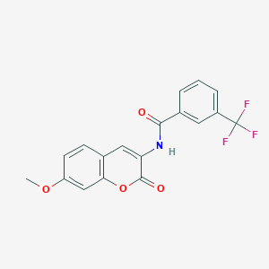 molecular formula C18H12F3NO4 B2668840 N-(7-methoxy-2-oxo-2H-chromen-3-yl)-3-(trifluoromethyl)benzenecarboxamide CAS No. 338785-19-6