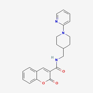 molecular formula C21H21N3O3 B2668853 2-oxo-N-((1-(pyridin-2-yl)piperidin-4-yl)methyl)-2H-chromene-3-carboxamide CAS No. 1235267-25-0