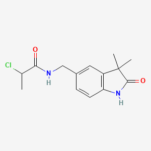 molecular formula C14H17ClN2O2 B2668868 2-Chloro-N-[(3,3-dimethyl-2-oxo-1H-indol-5-yl)methyl]propanamide CAS No. 2411297-23-7