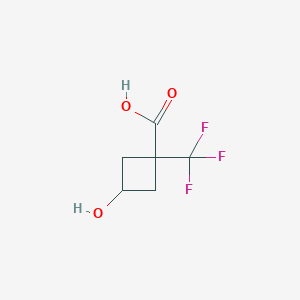 molecular formula C6H7F3O3 B2668869 3-羟基-1-(三氟甲基)环丁烷-1-甲酸 CAS No. 2416234-23-4