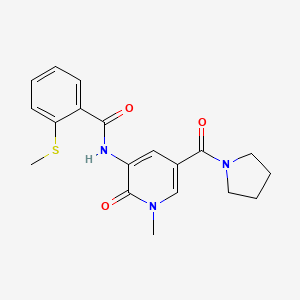 molecular formula C19H21N3O3S B2668879 N-(1-甲基-2-氧代-5-(吡咯啶-1-甲酰)-1,2-二氢嘧啶-3-基)-2-(甲硫基)苯甲酰胺 CAS No. 1207037-26-0