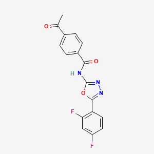 molecular formula C17H11F2N3O3 B2668910 4-acetyl-N-(5-(2,4-difluorophenyl)-1,3,4-oxadiazol-2-yl)benzamide CAS No. 1171500-29-0