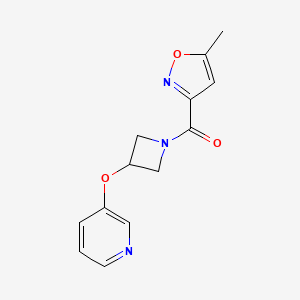 molecular formula C13H13N3O3 B2668911 (5-Methylisoxazol-3-yl)(3-(pyridin-3-yloxy)azetidin-1-yl)methanone CAS No. 1904317-43-6