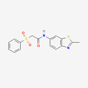 molecular formula C16H14N2O3S2 B2668921 2-(苯磺酰)-N-(2-甲基-1,3-苯并噻唑-6-基)乙酰胺 CAS No. 895453-78-8