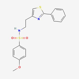 molecular formula C18H18N2O3S2 B2668930 4-methoxy-N-(2-(2-phenylthiazol-4-yl)ethyl)benzenesulfonamide CAS No. 863511-73-3