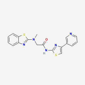 molecular formula C18H15N5OS2 B2668936 2-(苯并[d]噻唑-2-基(甲基)氨基)-N-(4-(吡啶-3-基)噻唑-2-基)乙酰胺 CAS No. 1351619-47-0