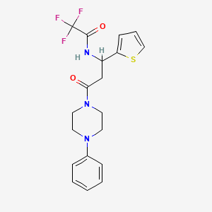 molecular formula C19H20F3N3O2S B2668939 2,2,2-trifluoro-N-[3-oxo-3-(4-phenylpiperazino)-1-(2-thienyl)propyl]acetamide CAS No. 439107-49-0