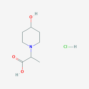 molecular formula C8H16ClNO3 B2668942 2-(4-Hydroxypiperidin-1-yl)propanoic acid hydrochloride CAS No. 2137462-82-7