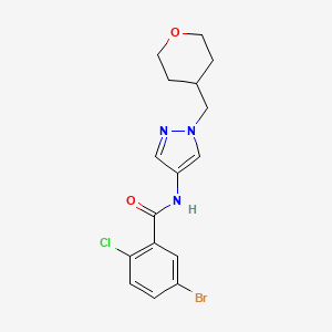 molecular formula C16H17BrClN3O2 B2668945 5-溴-2-氯-N-(1-((四氢-2H-吡喃-4-基)甲基)-1H-吡唑-4-基)苯甲酰胺 CAS No. 1788846-30-9