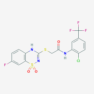 N-(2-chloro-5-(trifluoromethyl)phenyl)-2-((7-fluoro-1,1-dioxido-4H-benzo[e][1,2,4]thiadiazin-3-yl)thio)acetamide