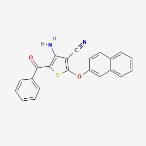 molecular formula C22H14N2O2S B2668964 4-Amino-5-benzoyl-2-(2-naphthyloxy)-3-thiophenecarbonitrile CAS No. 478248-34-9