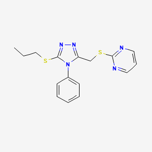 2-[(4-Phenyl-5-propylsulfanyl-1,2,4-triazol-3-yl)methylsulfanyl]pyrimidine