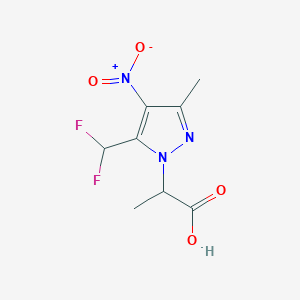 molecular formula C8H9F2N3O4 B2668966 2-[5-(Difluoromethyl)-3-methyl-4-nitropyrazol-1-yl]propanoic acid CAS No. 1946822-28-1