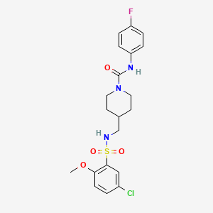 molecular formula C20H23ClFN3O4S B2668967 4-((5-氯-2-甲氧基苯基磺酰胺基)甲基)-N-(4-氟苯基)哌嗪-1-甲酰胺 CAS No. 1234988-08-9