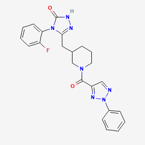 molecular formula C23H22FN7O2 B2668969 4-(2-fluorophenyl)-3-((1-(2-phenyl-2H-1,2,3-triazole-4-carbonyl)piperidin-3-yl)methyl)-1H-1,2,4-triazol-5(4H)-one CAS No. 2034437-33-5