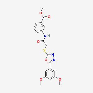 molecular formula C20H19N3O6S B2668975 甲基 3-[[2-[[5-(3,5-二甲氧基苯基)-1,3,4-噁二唑-2-基]硫基]乙酰基]氨基]苯甲酸酯 CAS No. 838816-57-2