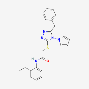 molecular formula C23H23N5OS B2668976 2-{[5-benzyl-4-(1H-pyrrol-1-yl)-4H-1,2,4-triazol-3-yl]sulfanyl}-N-(2-ethylphenyl)acetamide CAS No. 896305-16-1