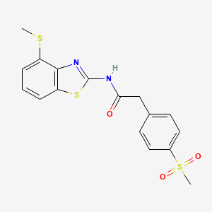 molecular formula C17H16N2O3S3 B2668977 2-(4-(甲磺酰基)苯基)-N-(4-(甲硫基)苯并[d]噻噁唑-2-基)乙酰胺 CAS No. 942008-99-3