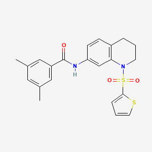 molecular formula C22H22N2O3S2 B2668982 3,5-dimethyl-N-(1-(thiophen-2-ylsulfonyl)-1,2,3,4-tetrahydroquinolin-7-yl)benzamide CAS No. 898448-00-5
